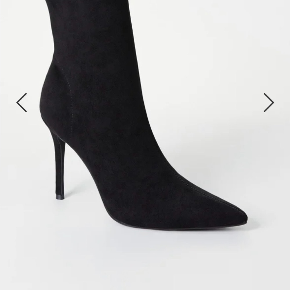 JustFab Black Pointed Toe Stiletto Heeled Boots